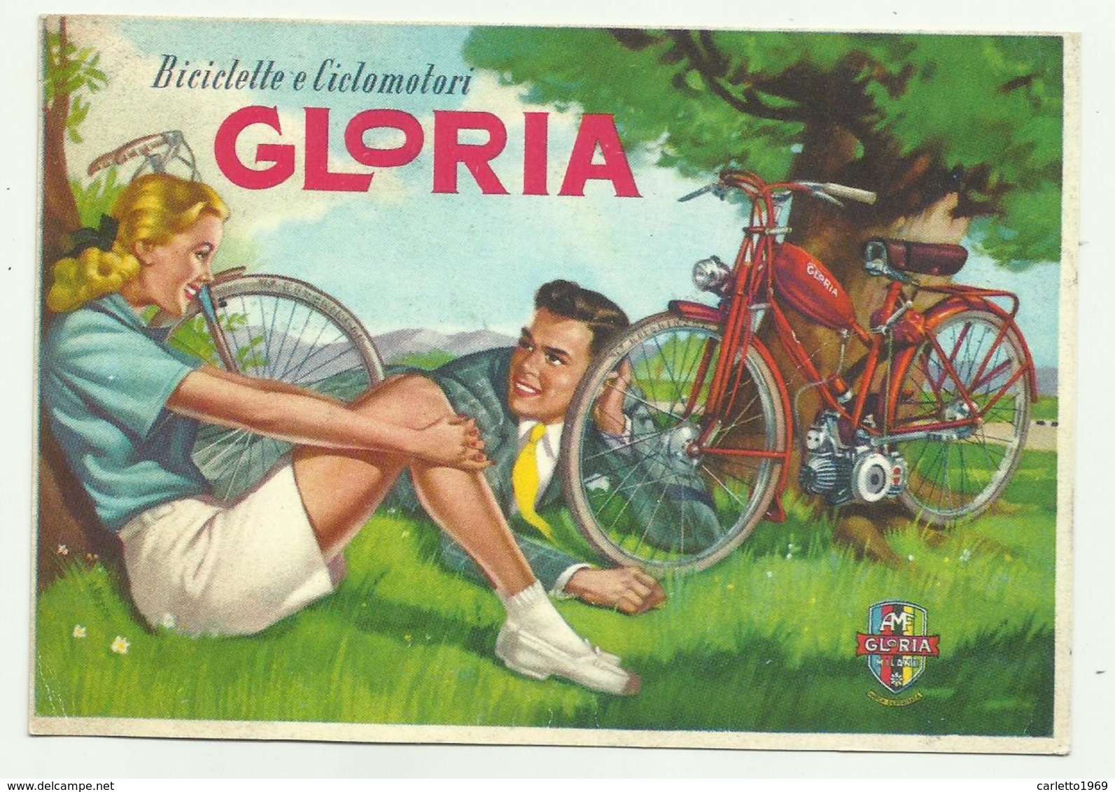 BICICLETTE E CICLOMOTORI GLORIA - NV FG - RIPRODUZIONE DA ORIGINALE - Advertising