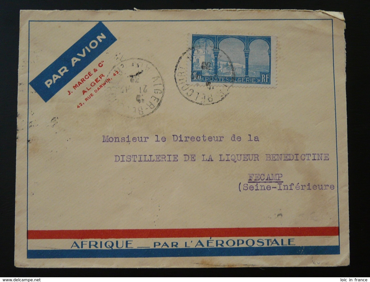 Lettre Par Avion Aeropostale Algérie Pour Fécamp 1932 - Lettres & Documents