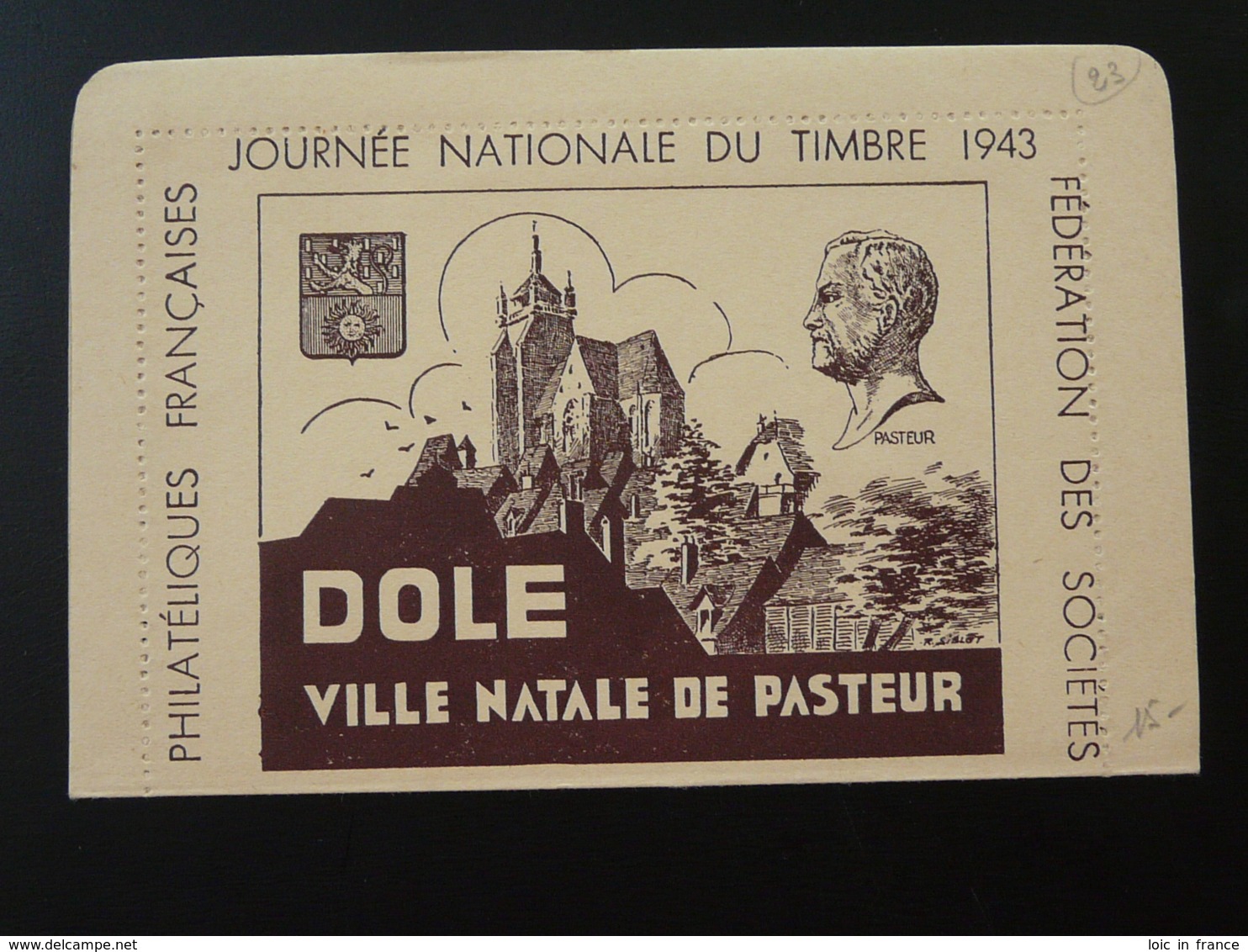 Carte Lettre Thème Pasteur Journée Du Timbre Dole Jura 1943 - Louis Pasteur