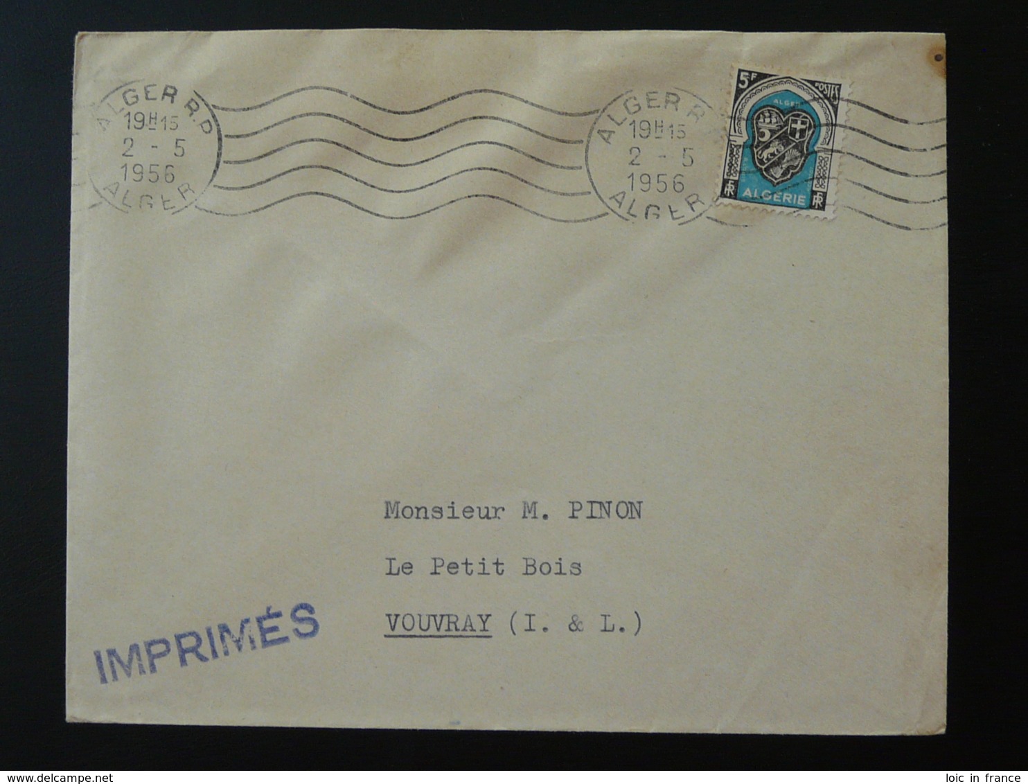 Lettre Tarif Imprimés Flamme Linéaire Alger Algérie 1956 - Lettres & Documents