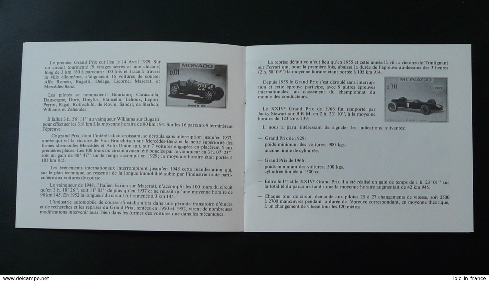 Notice Philatélique Grand Prix De Monaco 1966 - Automobile