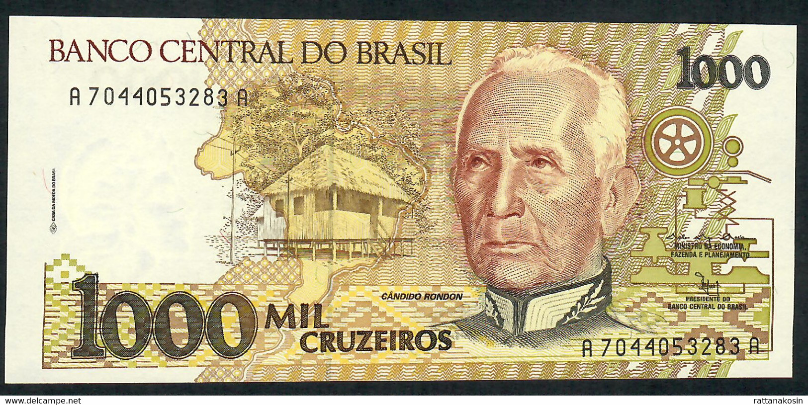 BRAZIL P231b 1000 CRUZEIROS 1990  #A7044 Signature 15        UNC. - Brésil