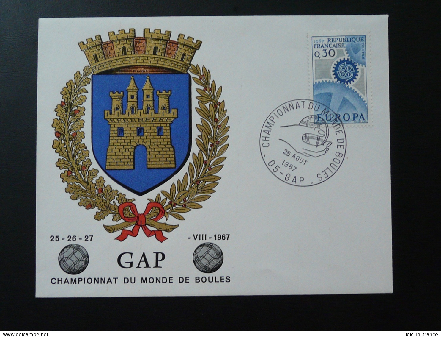 Lettre Cover Championnat Du Monde De Boules Petanque 05 Gap 1967 - Bowls