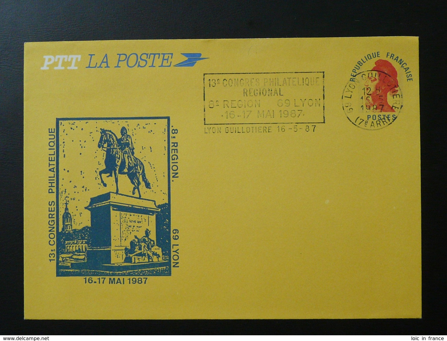 Entier Postal Liberté De Gandon Thème Cheval Horse Avec Flamme Congrès Philatélique Lyon 1987 - Sobres Transplantados (antes 1995)