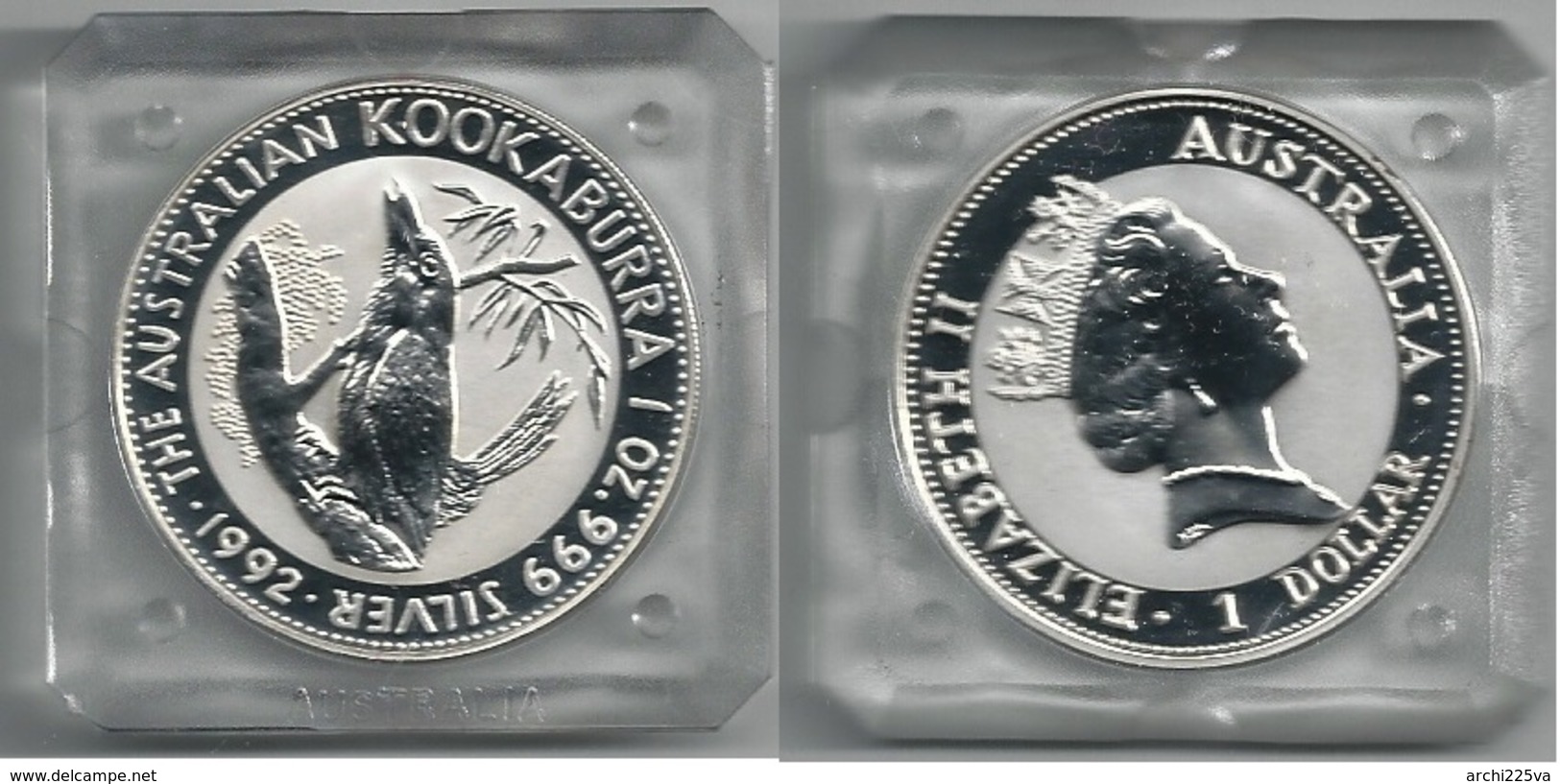 1992 AUSTRALIA - Kookaburra - 1 Dollars FDC PROOF - Argento / Argent / Silver  999 / 1000 - Confezione Originale (3 Foto - Dollar