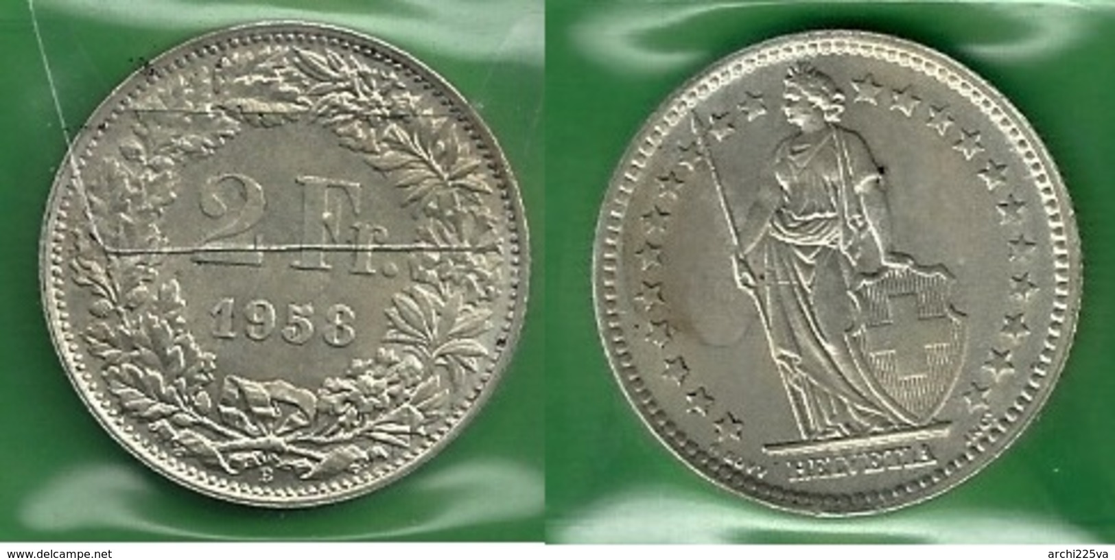 SVIZZERA 1958 - Helvetia - 2 Fr / CHF - BB / SPL  - Argento / Argent / Silver - Confezione In Bustina - Altri & Non Classificati