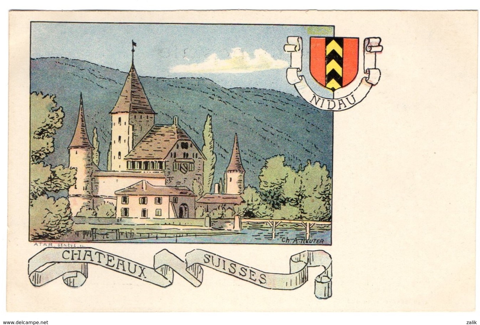 CPA - Nidau - Châteaux Suisses - Illustration  Ch.A.reuter - Nidau