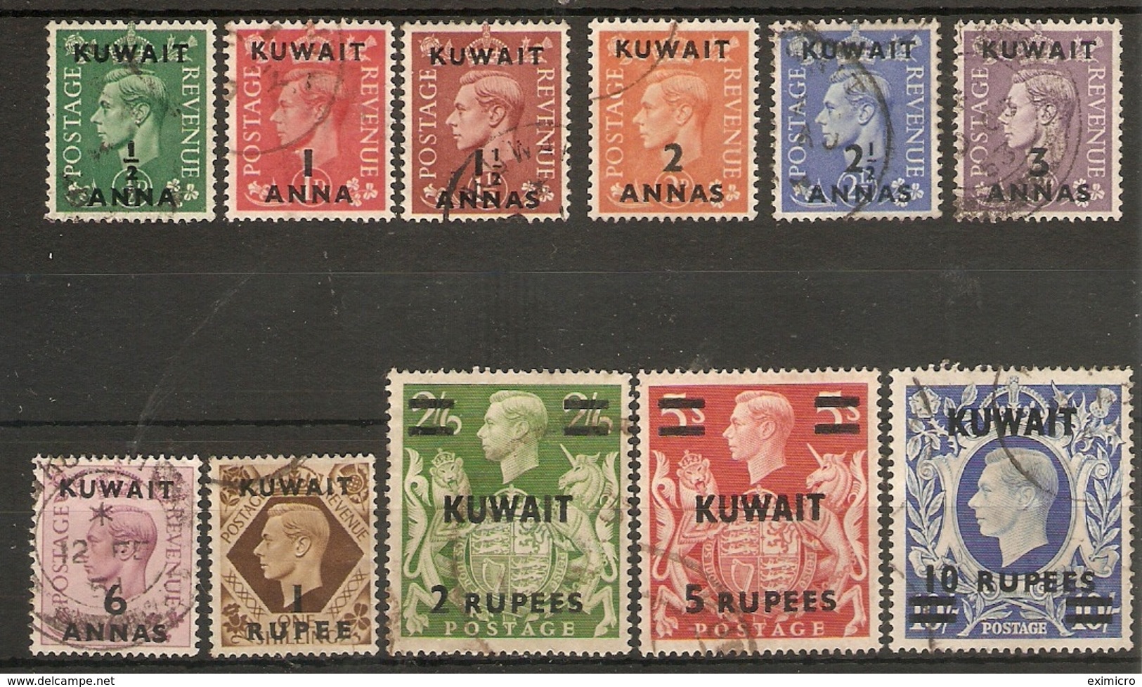 KUWAIT 1948 - 1949 SET SG 64/73a FINE USED Cat £38 - Kuwait