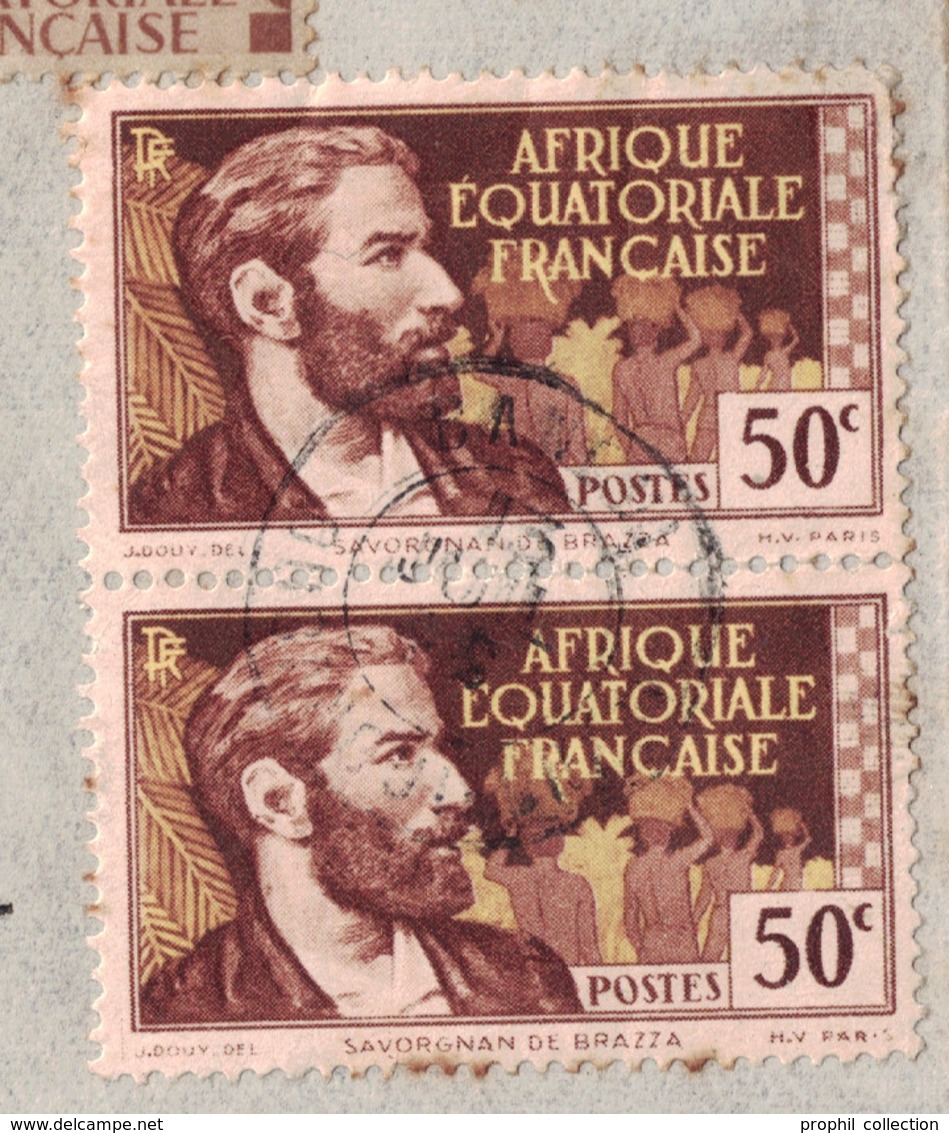 1946 - LETTRE RECOMMANDÉE CAD BANGUI OUBANGUI-CHARI + CENSURE CONTROLE POSTAL COMMISSION E TIMBRES FRANCE LIBRE ISERE - Storia Postale