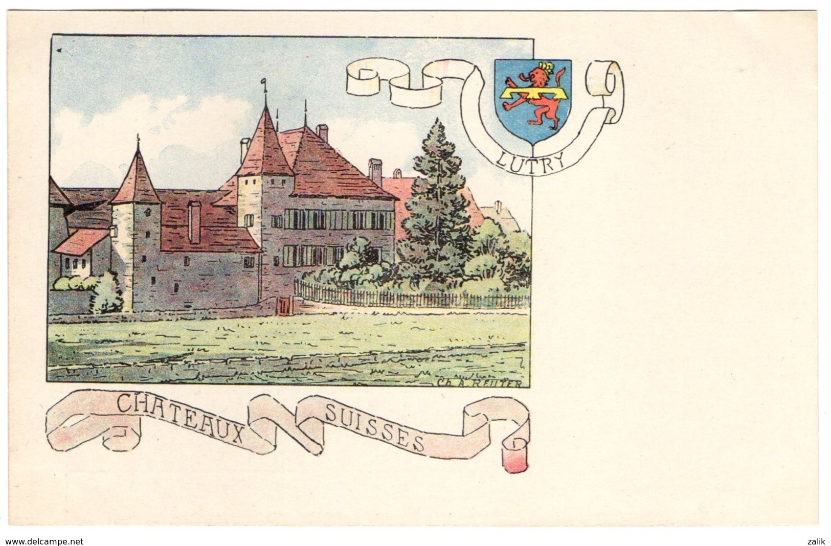 CPA -Lutry - Châteaux Suisses - Illustration  Ch.A.reuter - Lutry