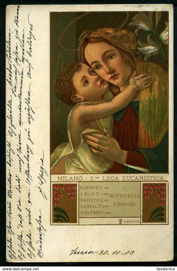 Milano - Lega Eucaristica - Dipinto Di Botticelli - Viaggiata 1903 - Rif.  06322 - Altri & Non Classificati