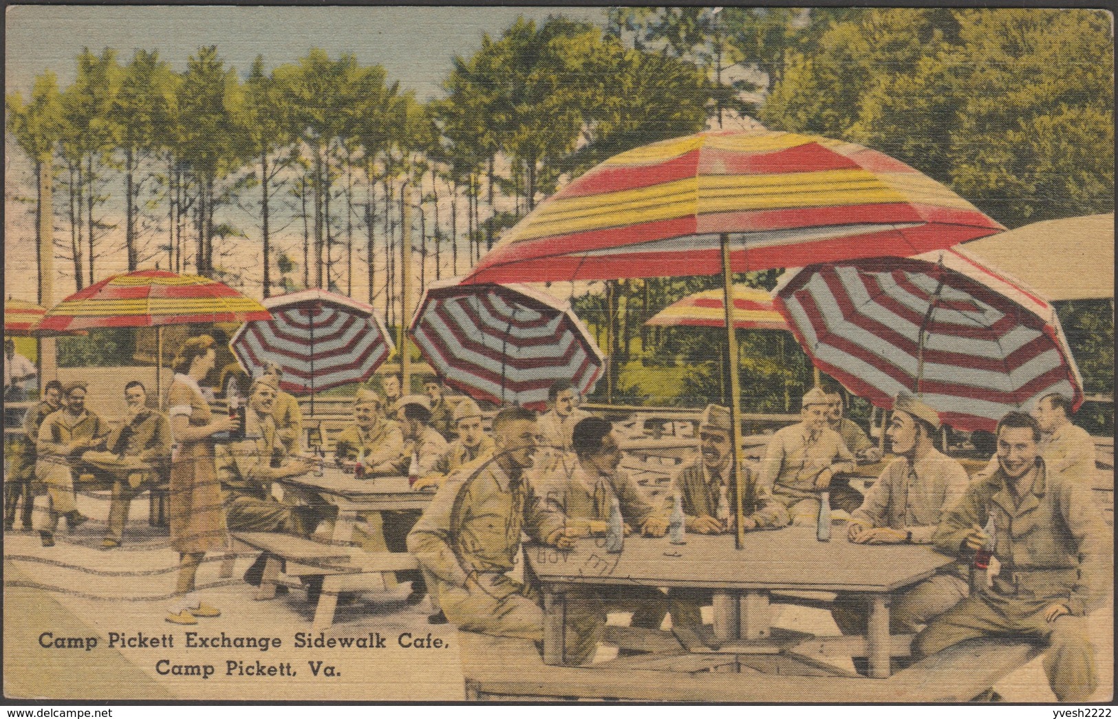 États-Unis 1943. Carte De Franchise Militaire. Soldats Buvant à La Bouteille, Parasols. Fort Pickett - Autres & Non Classés