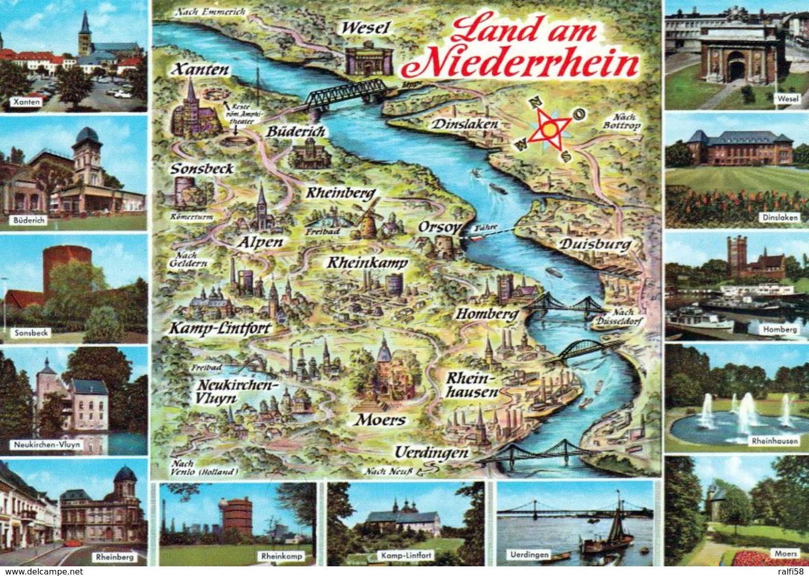 1 Map Of Germany * 1 Ansichtskarte Mit Der Landkarte - Land Am Niederrhein * - Landkarten