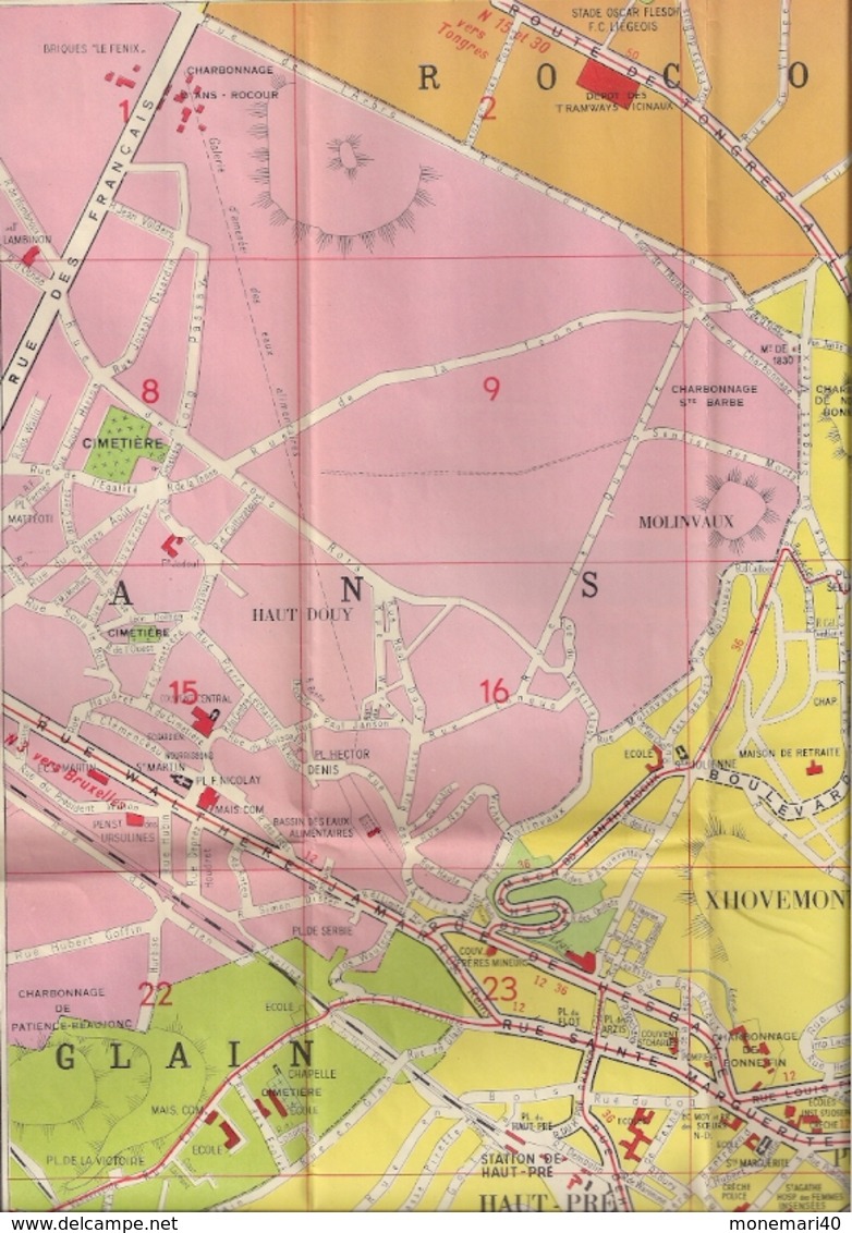 LIÈGE - ANCIEN PLAN EN COULEURS  DE  LA VILLE Et De Ses FAUBOURGS - R. DE ROUCK - Other & Unclassified