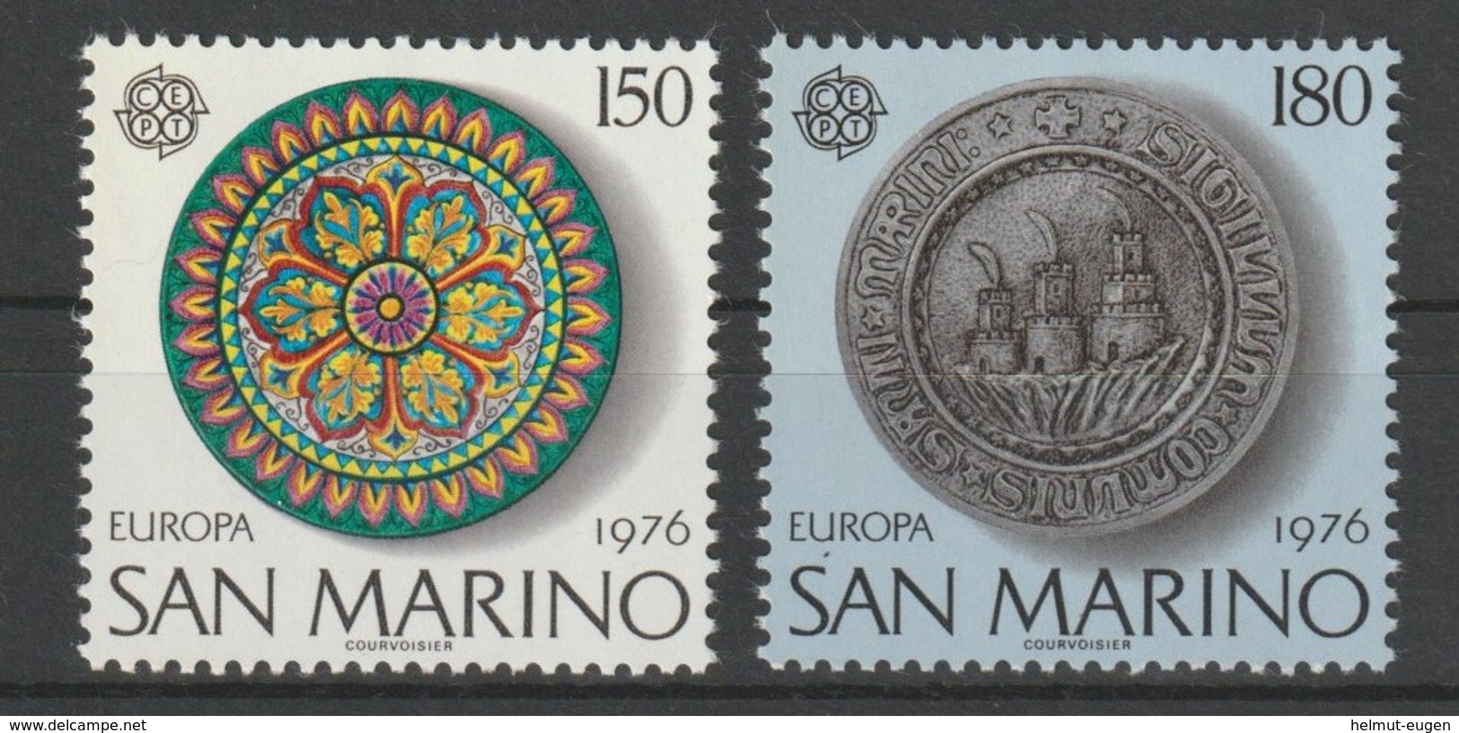 MiNr. 1119 - 1120  San Marino 1976, 8. Juli. Europa: Kunsthandwerk. RaTdr. (57); Gez. K 11. - Ungebraucht