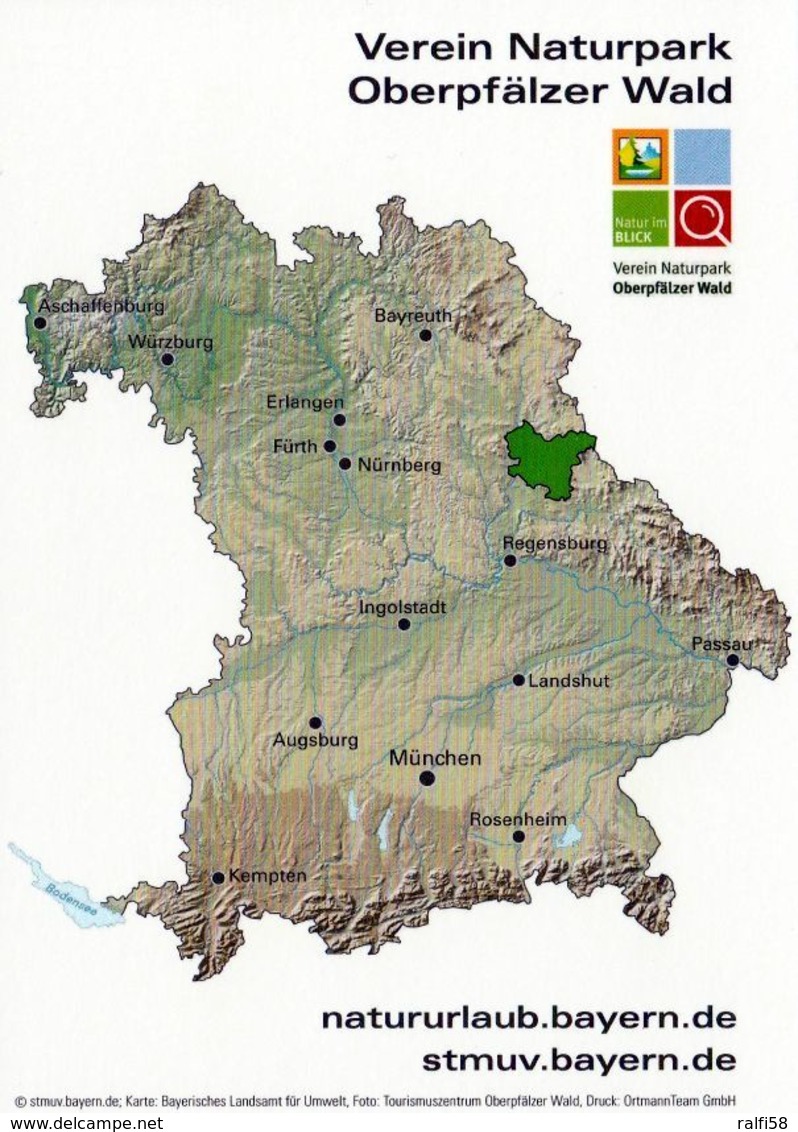 1 Map Of Germany * Landkarte Von Bayern Mit Dem Naturpark Oberpfälzer Wald - Vorne Eine Landschaft - Landkarten