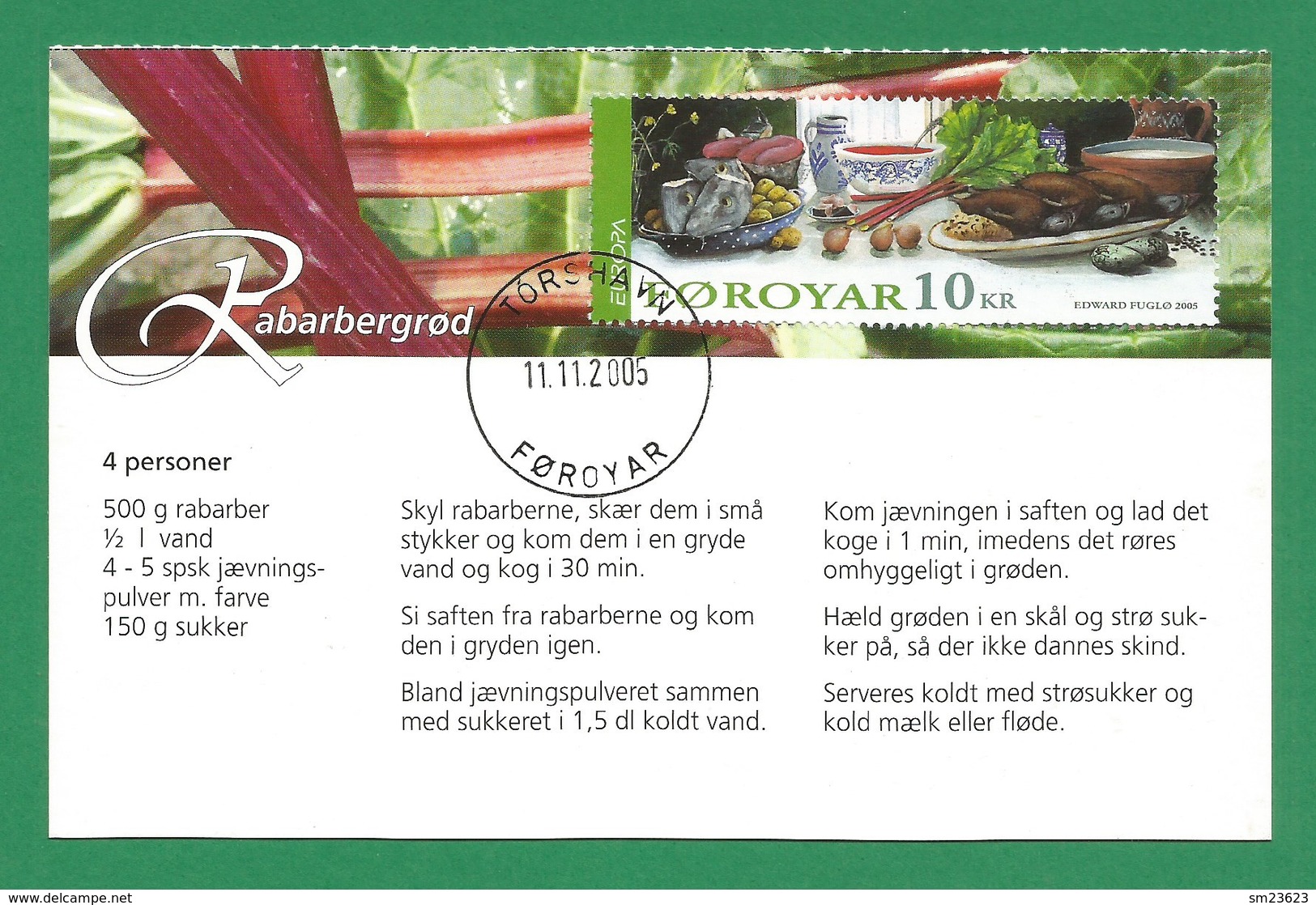 Färöer 2005   Mi.Nr. 529 , EUROPA CEPT - Gastronomie - Maximum Card / Postcard - Stempel 11.11.2005 - 2005