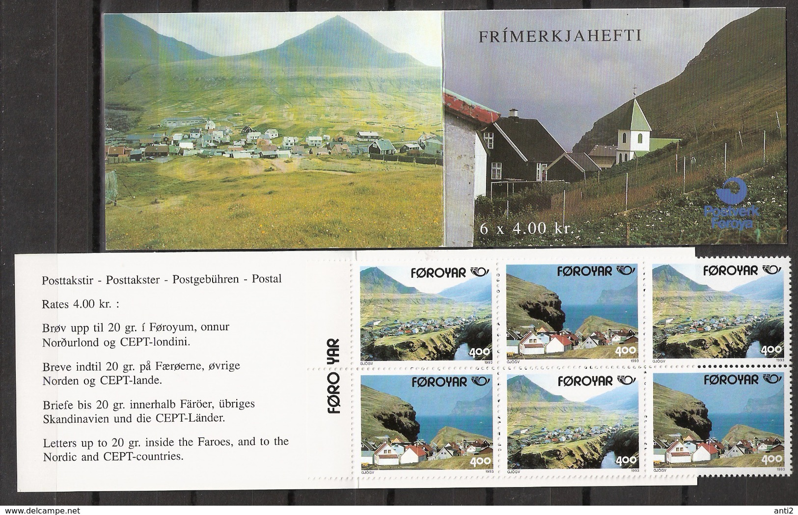 Faroe Islands 1993 Norden Tourist Attractions Booklet Mi 246-247  In MH 6, MNH(**) - Féroé (Iles)