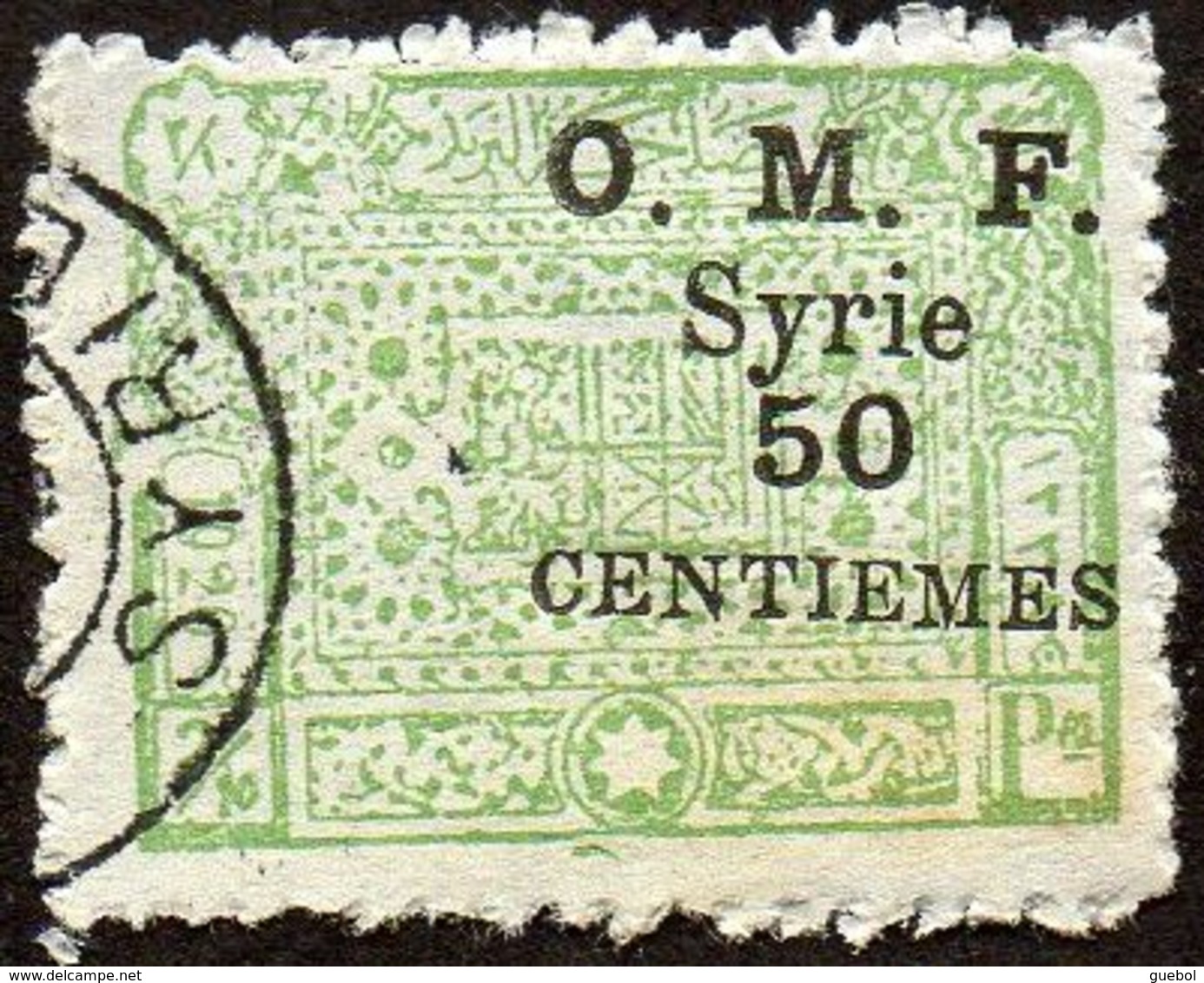 Syrie Obl. N°  75 - Timbre Du Royaume 50 C. Sur 2/10 Pi Vert-jaune Surcharge Décalée, Inclinée - Oblitérés