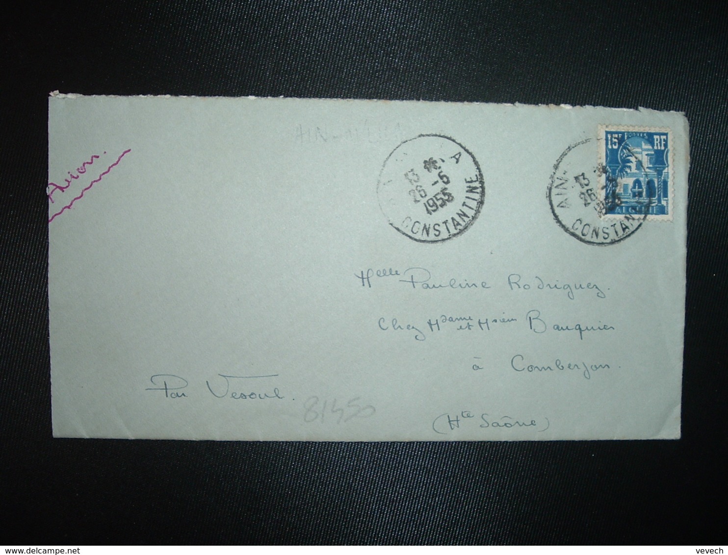 LETTRE TP 15F OBL.26-5 1955 AIN-M'LILA CONSTANTINE - Lettres & Documents