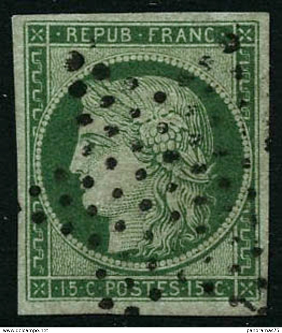 Oblit. N°2 15c Vert - TB - 1849-1850 Cérès