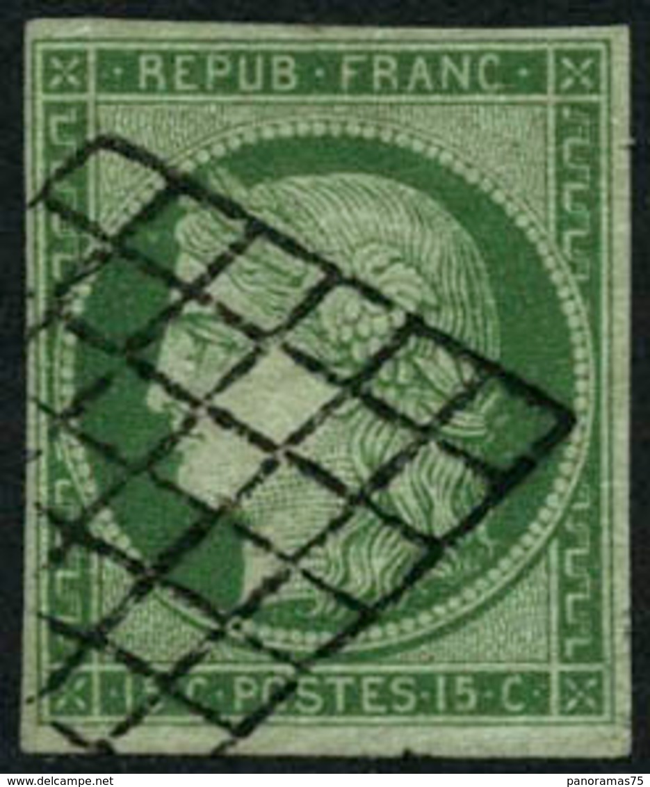 Oblit. N°2 15c Vert - TB - 1849-1850 Cérès