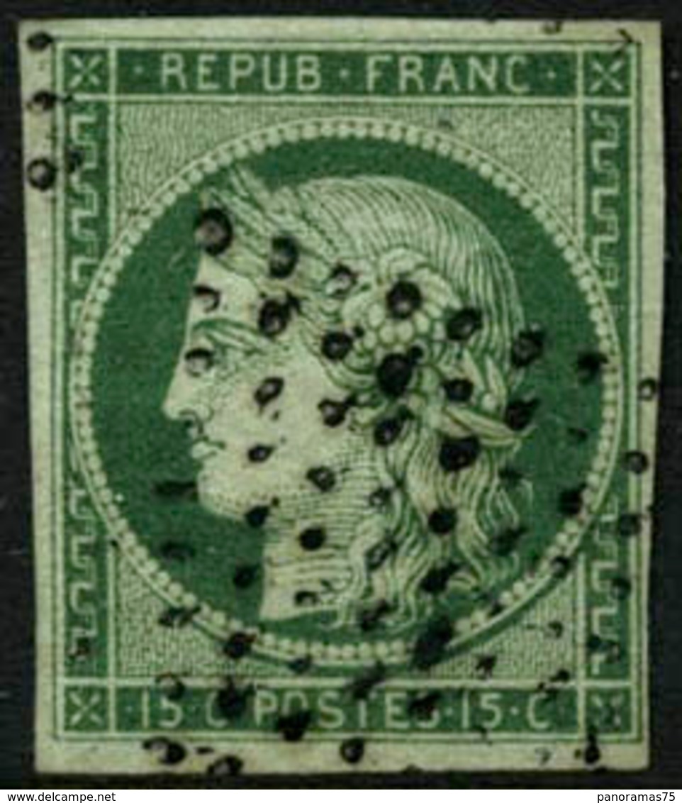 Oblit. N°2b 10c Vert Foncé, Obl étoile Signé Scheller - TB - 1849-1850 Ceres