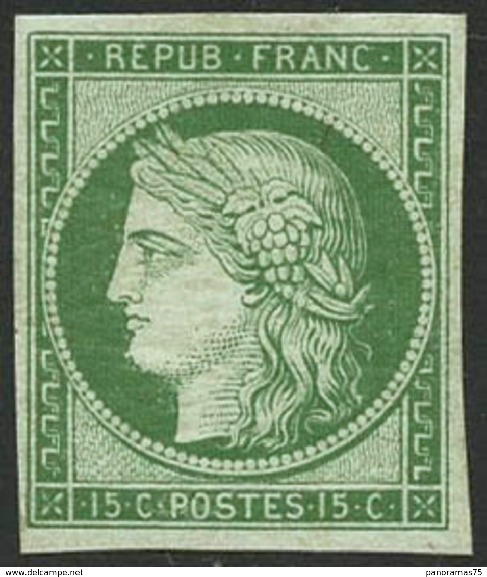 ** N°2e 15c Vert Réimp - TB - 1849-1850 Cérès