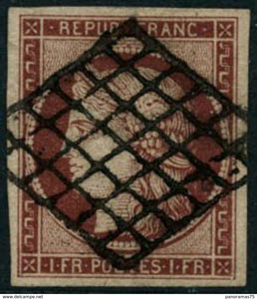Oblit. N°6 1F Carmin, Signé Calves Et Brun - TB - 1849-1850 Cérès