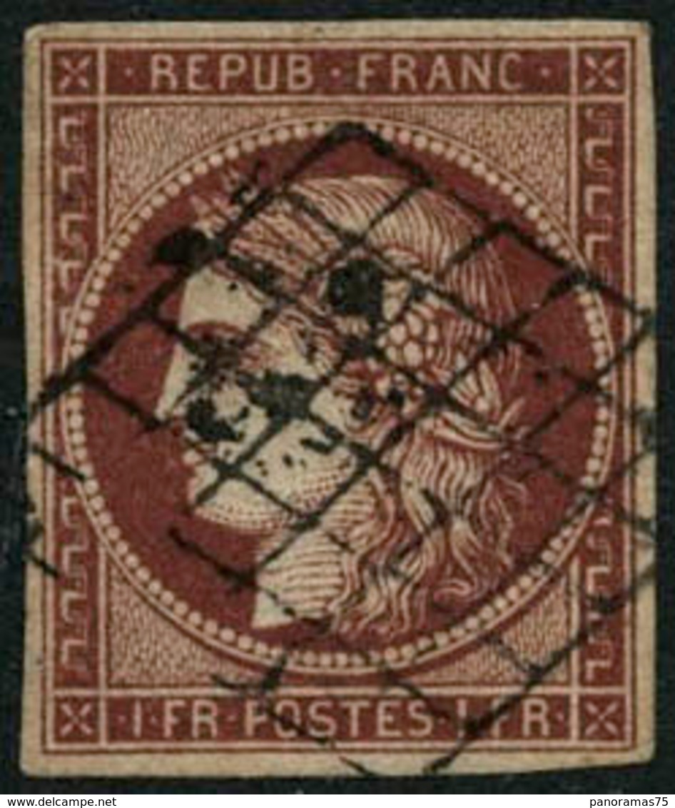 Oblit. N°6B 1F Carmin-brun - TB - 1849-1850 Cérès