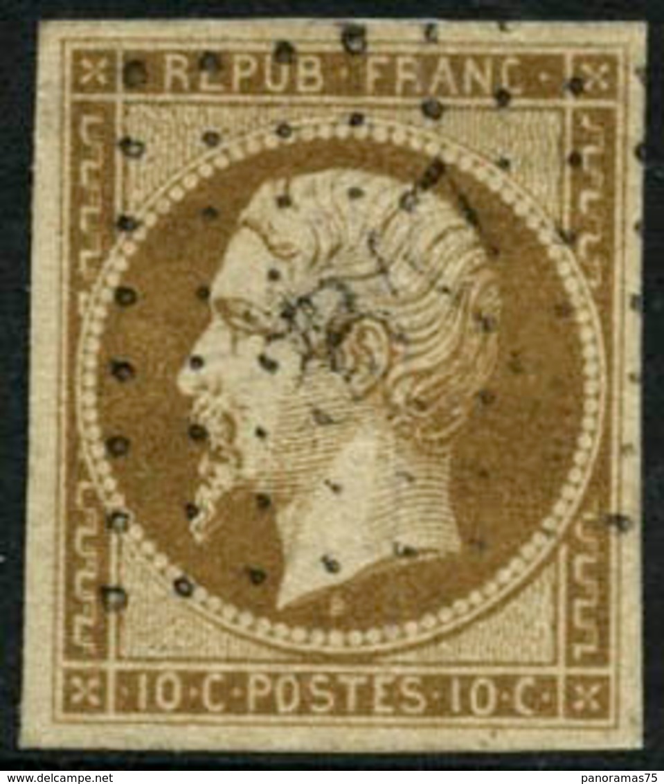Oblit. N°9 10c Bistre, Infime Pelurage Au Verso - B - 1852 Luigi-Napoleone