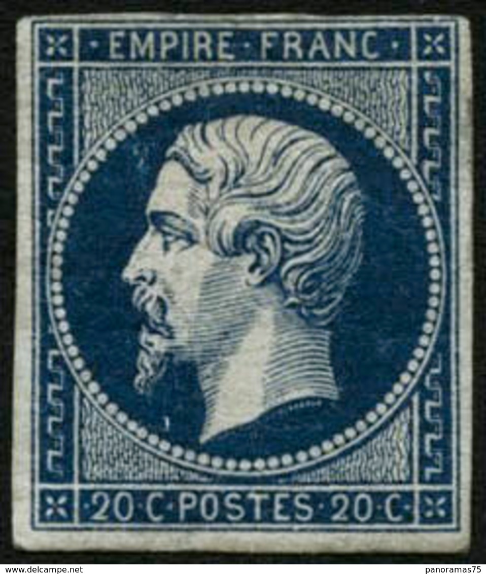 ** N°14Aa 20c Bleu Foncé, Type I Petite Marge En Haut - B - 1853-1860 Napoléon III