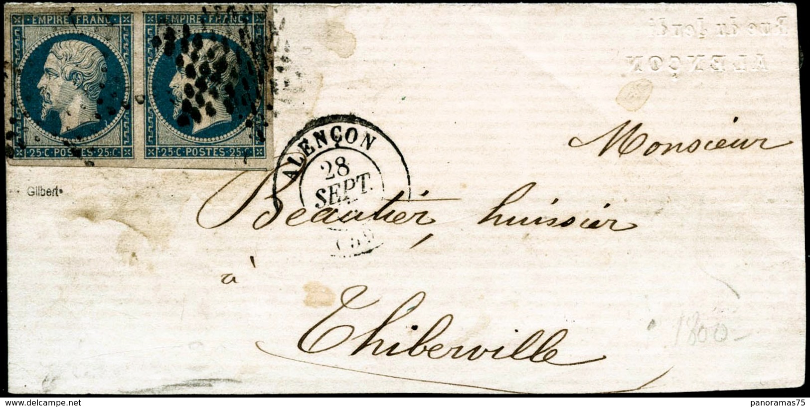 Lettre N°15 25c Bleu, Paire S/lettre - TB - 1853-1860 Napoléon III