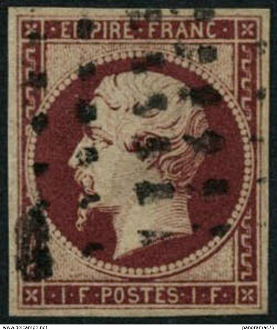 Oblit. N°18a 1F Carmin Foncé, Infime Froissure - B - 1853-1860 Napoleon III