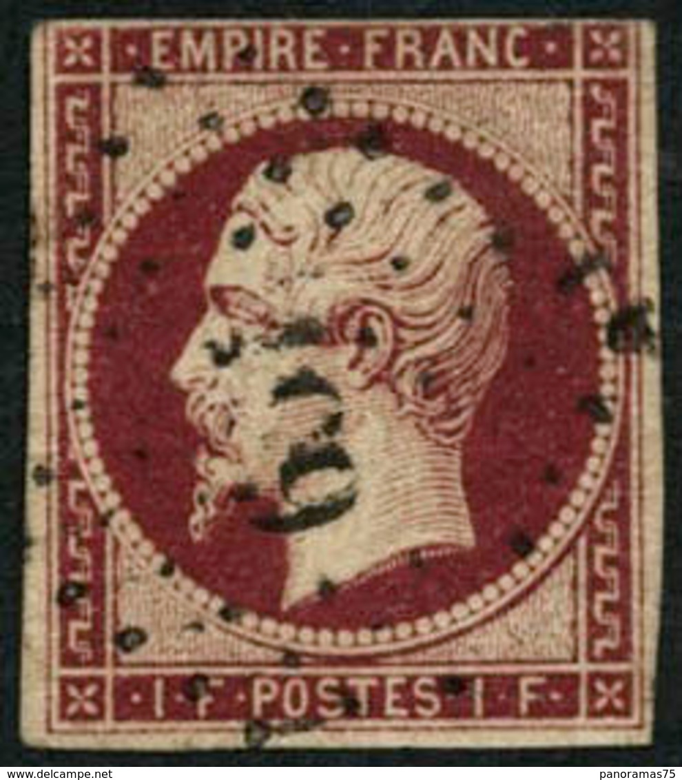 Oblit. N°18a 1F Carmin Foncé, Beau 2ème Choix - TB - 1853-1860 Napoléon III