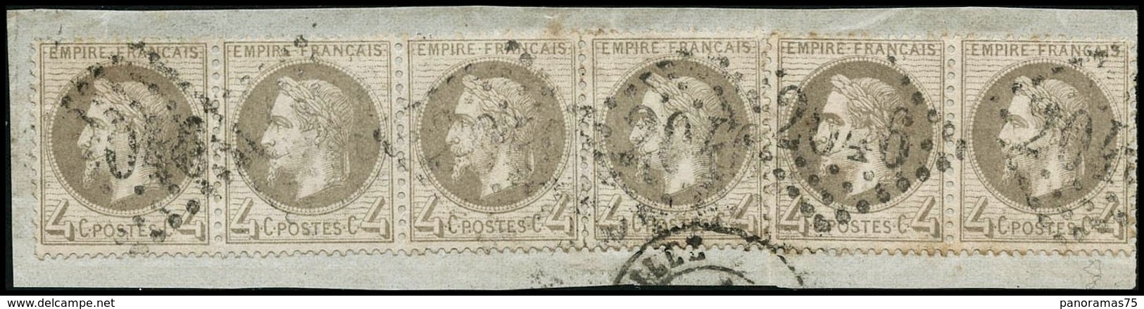 N°27 4c Gris, Bande De 4 + Paire S/fragment GC 2046 - TB - 1863-1870 Napoléon III Con Laureles