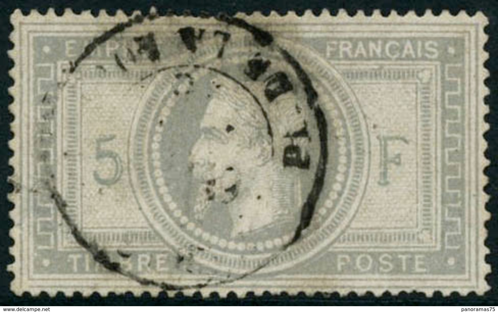 Oblit. N°33 5F Empire, Petit Pelurage Au Verso - B - 1863-1870 Napoleone III Con Gli Allori