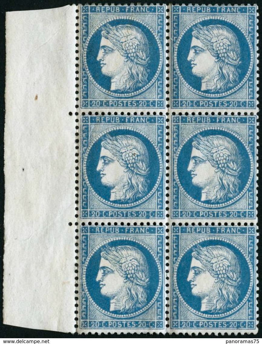 ** N°37 20c Bleu, Bloc De 6  - TB - 1870 Siege Of Paris