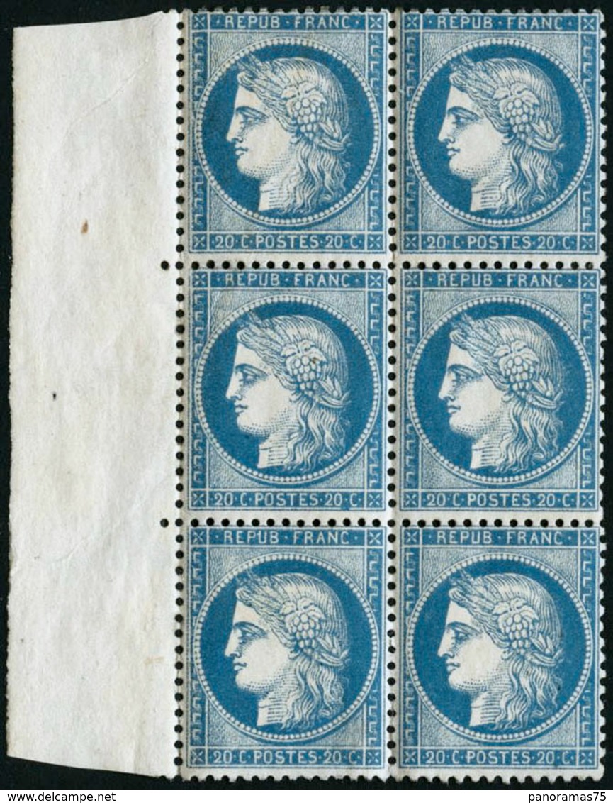 ** N°37 20c Bleu, Bloc De 6  - TB - 1870 Beleg Van Parijs
