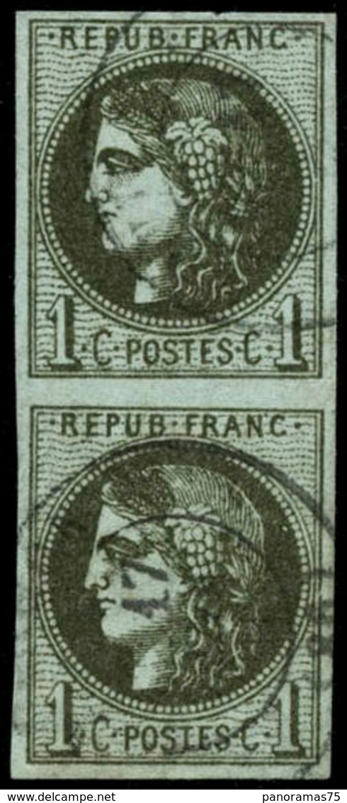 ** N°39Ab 1c Olive Foncé, R1 Paire - TB - 1870 Bordeaux Printing