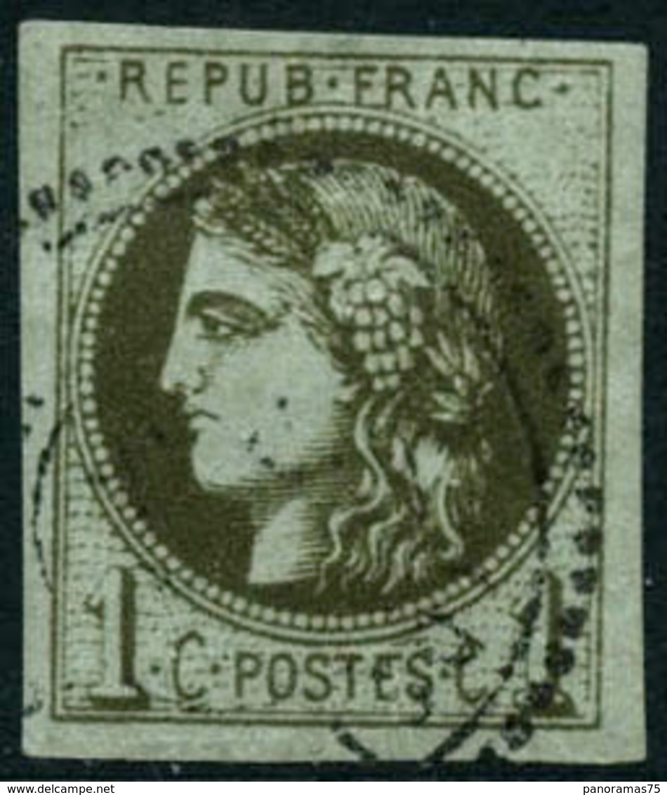 Oblit. N°39B 1c Olive R2 - TB - 1870 Emisión De Bordeaux