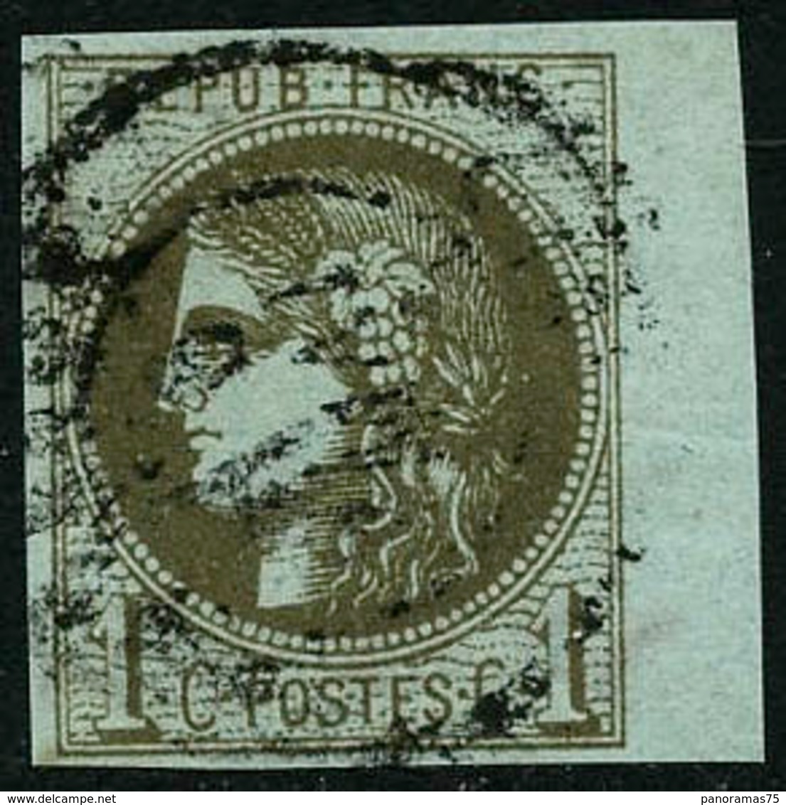 Oblit. N°39Cc 1c Olive-bronze R3 - TB - 1870 Bordeaux Printing