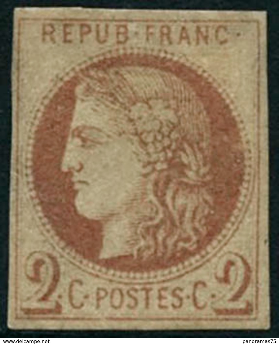 ** N°40Af 2c Chocolat Clair, R1 Impression Fine De Tours - TB - 1870 Bordeaux Printing