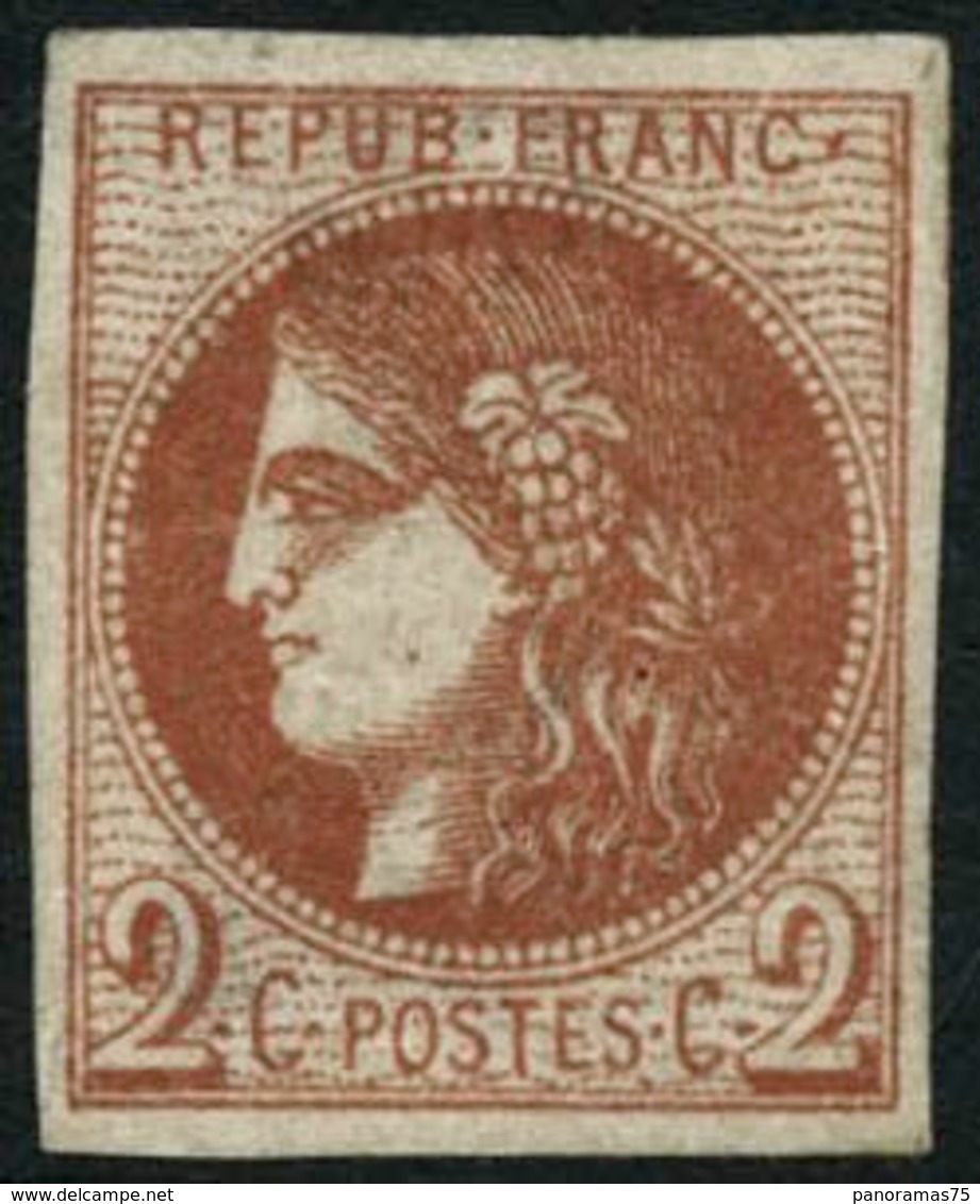 ** N°40B 2c Brun-rouge, R2 - TB - 1870 Bordeaux Printing