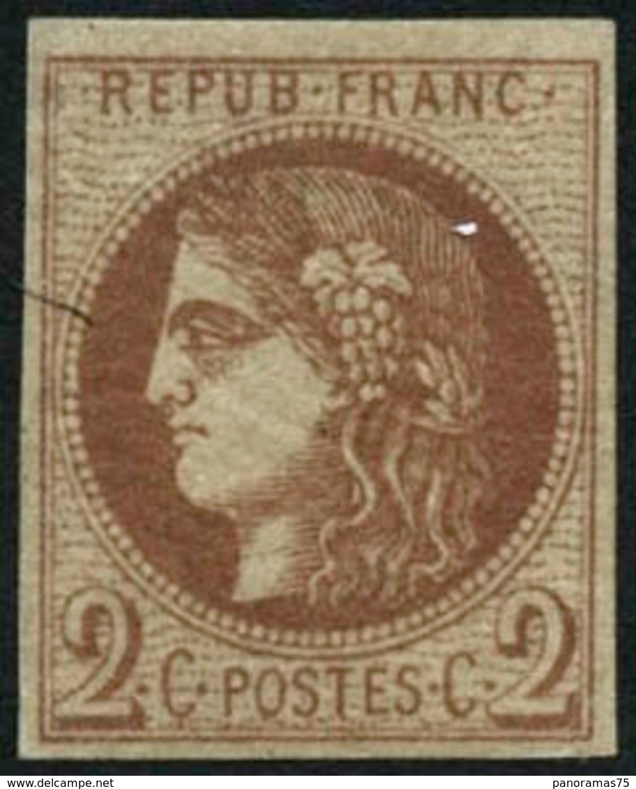 * N°40B 2c Brun-rouge, R2 - TB - 1870 Bordeaux Printing