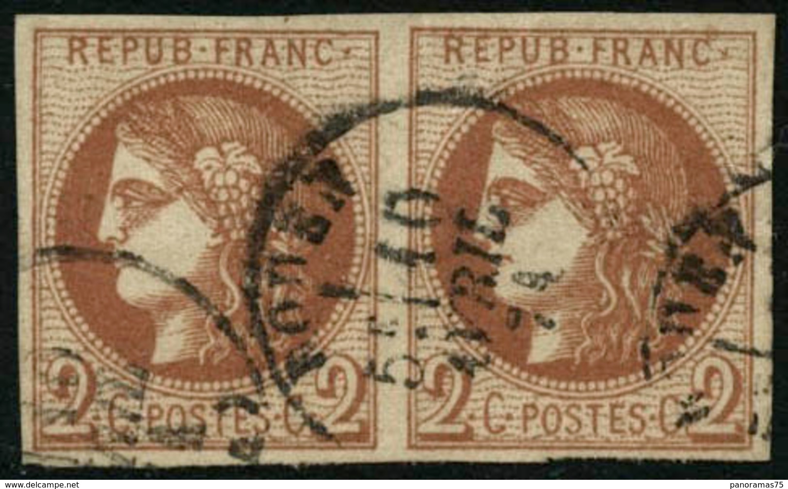 Oblit. N°40B 2c Brun-rouge R2, Paire - TB - 1870 Emission De Bordeaux