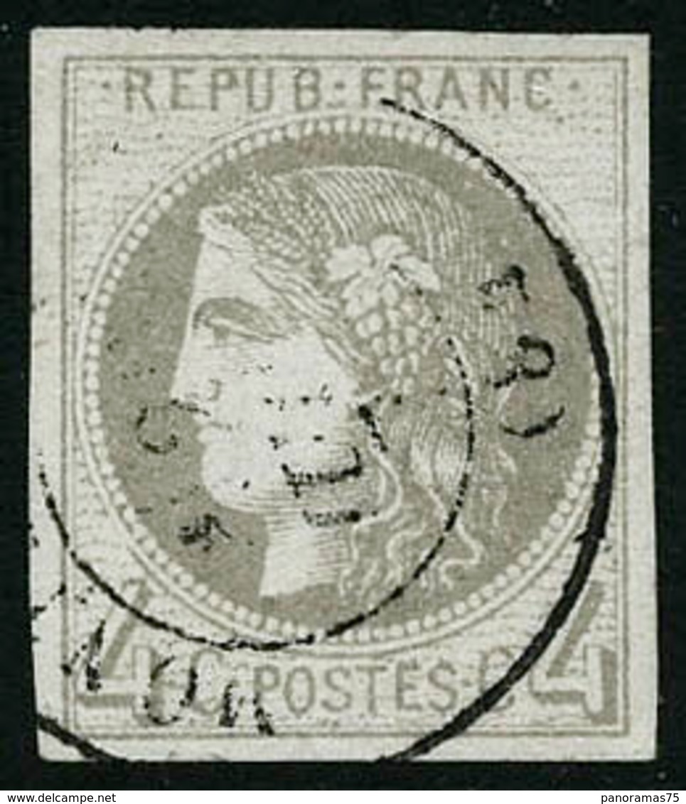 Oblit. N°41B 4c Gris R2, Obl Càd Signé Roumet - TB - 1870 Ausgabe Bordeaux