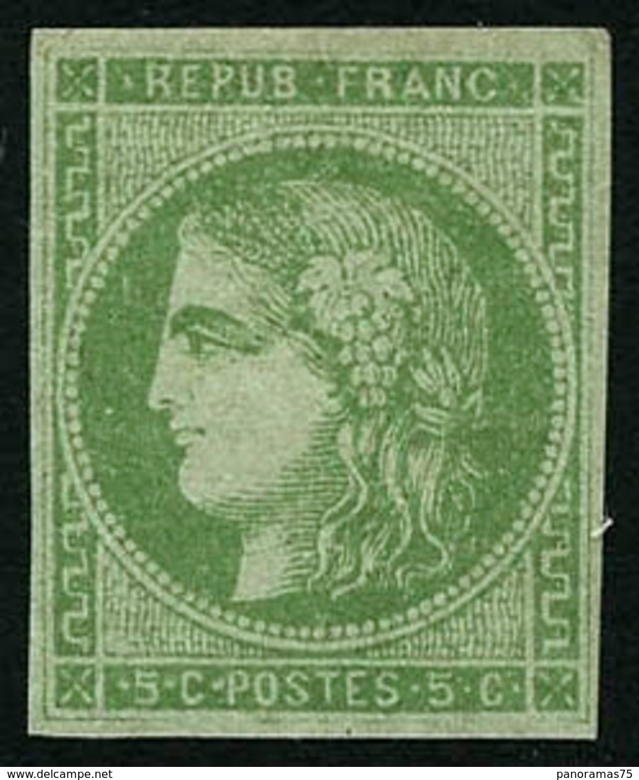 * N°42B 5c Vert-jaune R2, Signé JF Brun - TB - 1870 Bordeaux Printing