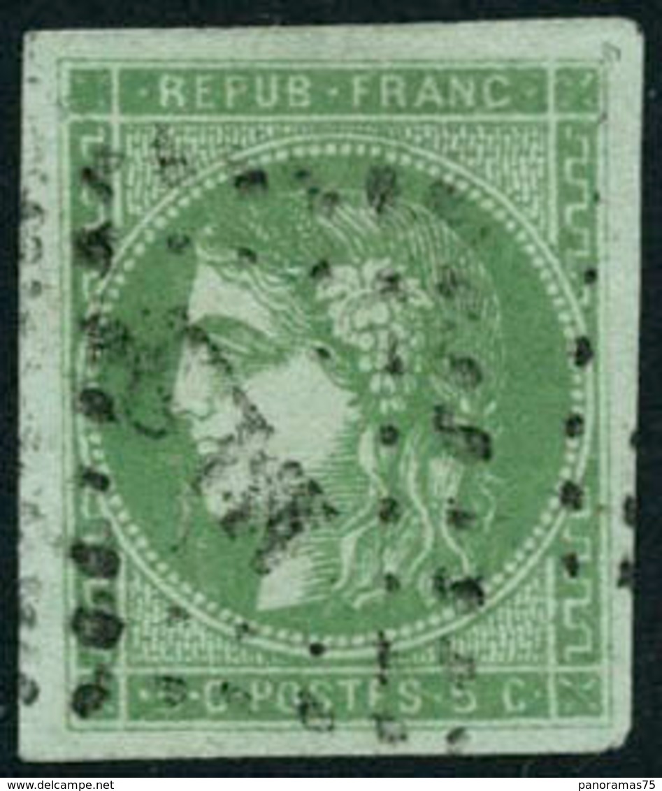 Oblit. N°42B 5c Vert-jaune R2 - TB - 1870 Bordeaux Printing