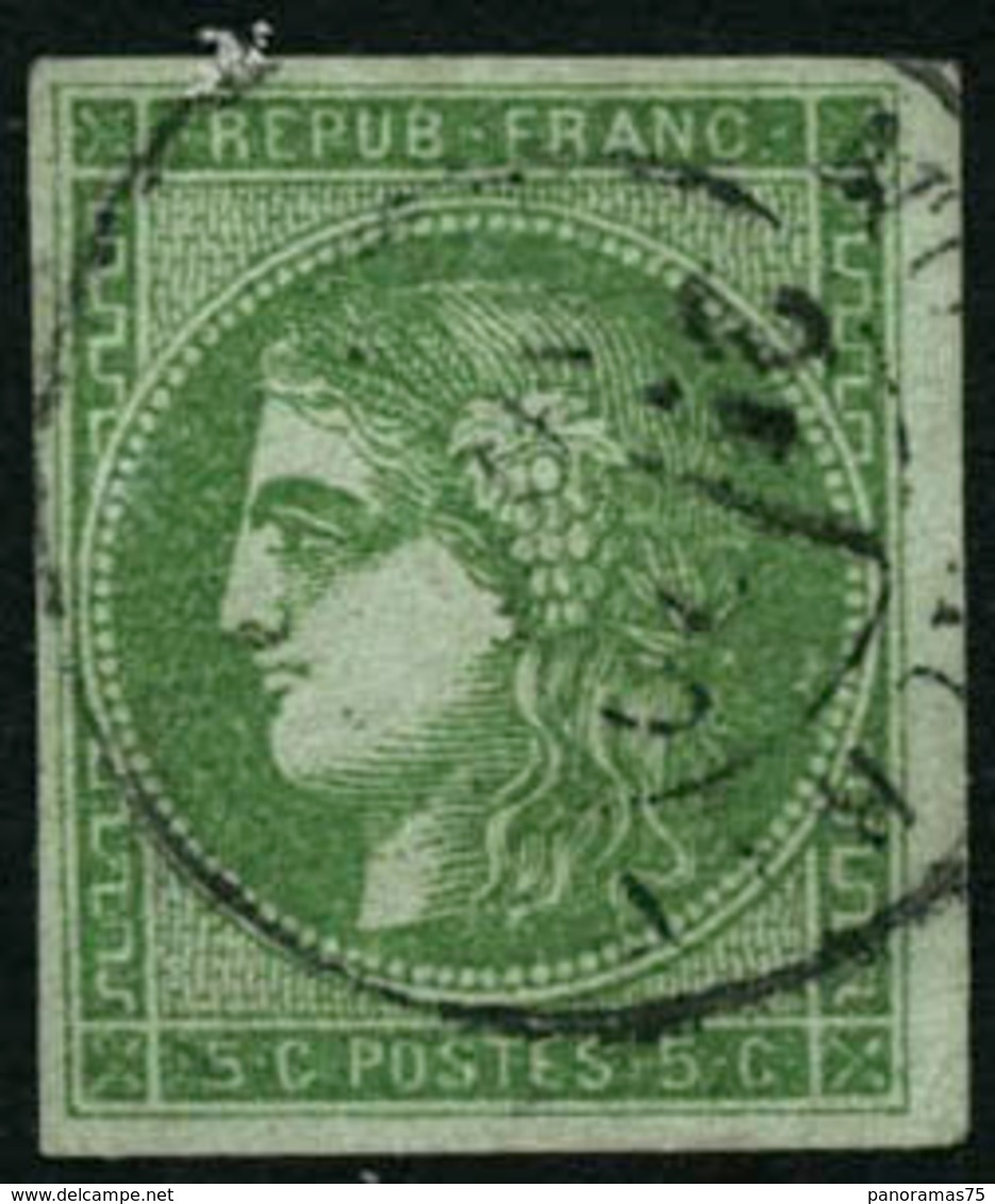 Oblit. N°42B 5c Vert, R2 Obl CàD - TB - 1870 Bordeaux Printing